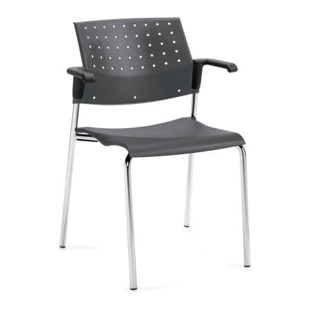 Gec Global Stacking Chair with Arms - Plastic - Platinum - Sonic Series 6513CH-PLT